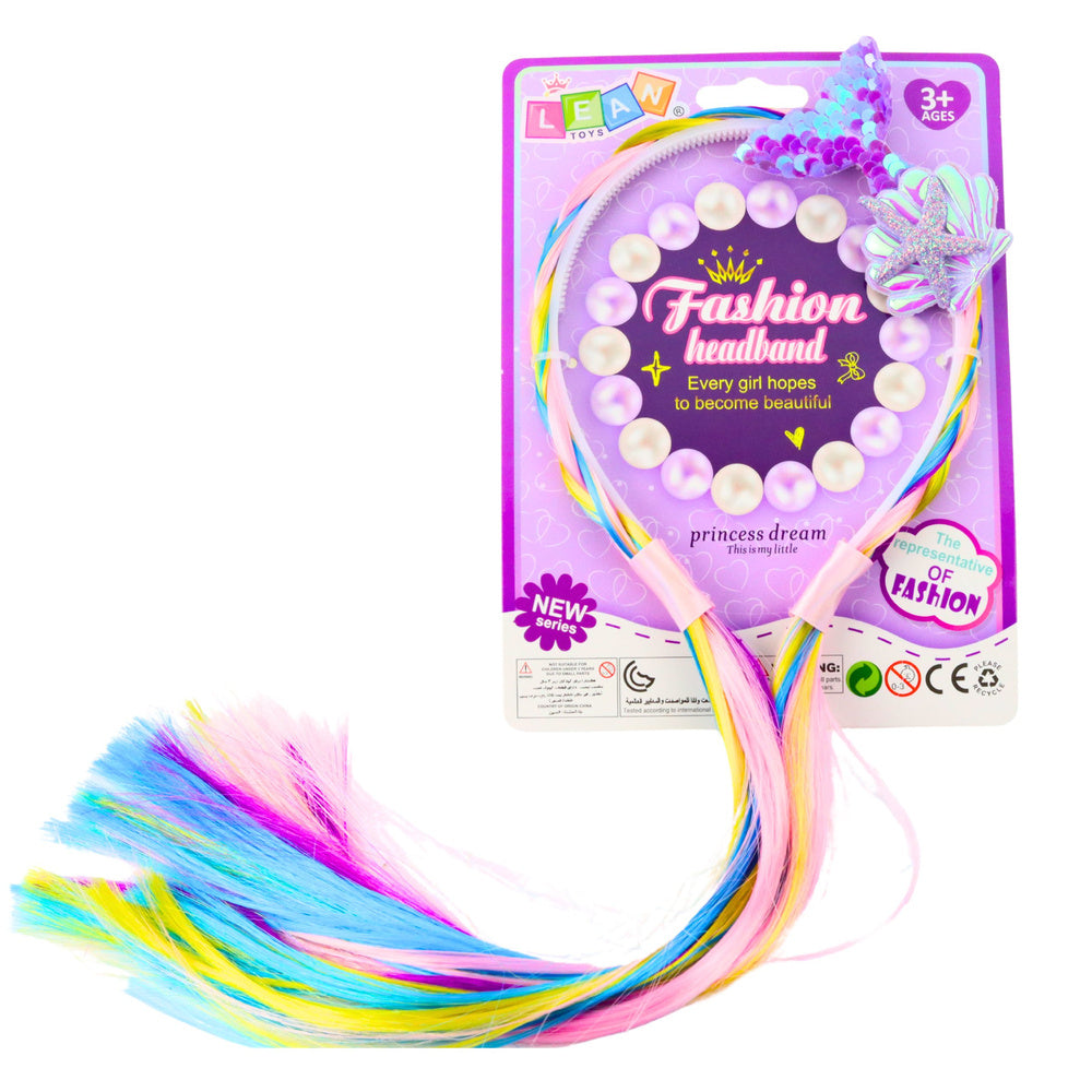 Čelenka s barevnými vlasy Mořská panna – pro děti