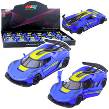 Sportovní auto kovové s otevíracími dveřmi – modrá 1:32