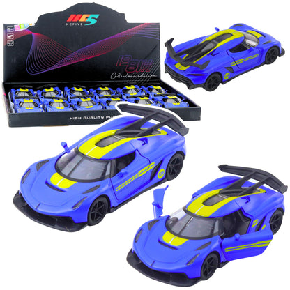 Sportovní auto kovové s otevíracími dveřmi – modrá 1:32