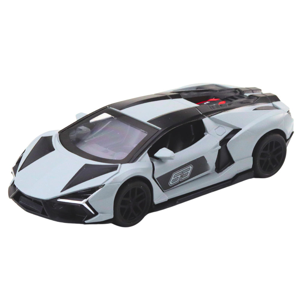 Kovové závodní auto s otevíracími dveřmi a zpětným natahováním 1:32 – šedé