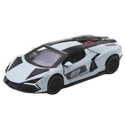 Kovové závodní auto s otevíracími dveřmi a zpětným natahováním 1:32 – šedé