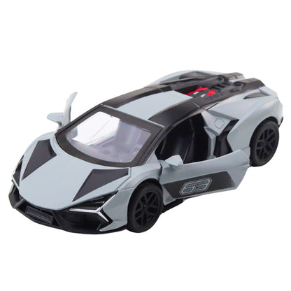 Kovové závodní auto s otevíracími dveřmi a zpětným natahováním 1:32 – šedé