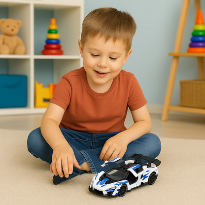 Sportovní auto s otevíracími dveřmi a zpětným natahováním – bílé 1:32