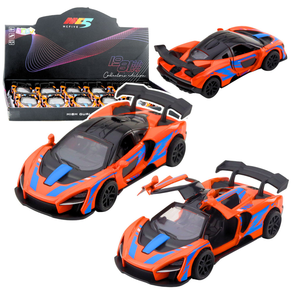 Sportovní auto kovové s otevíracími dveřmi oranžové 1:32