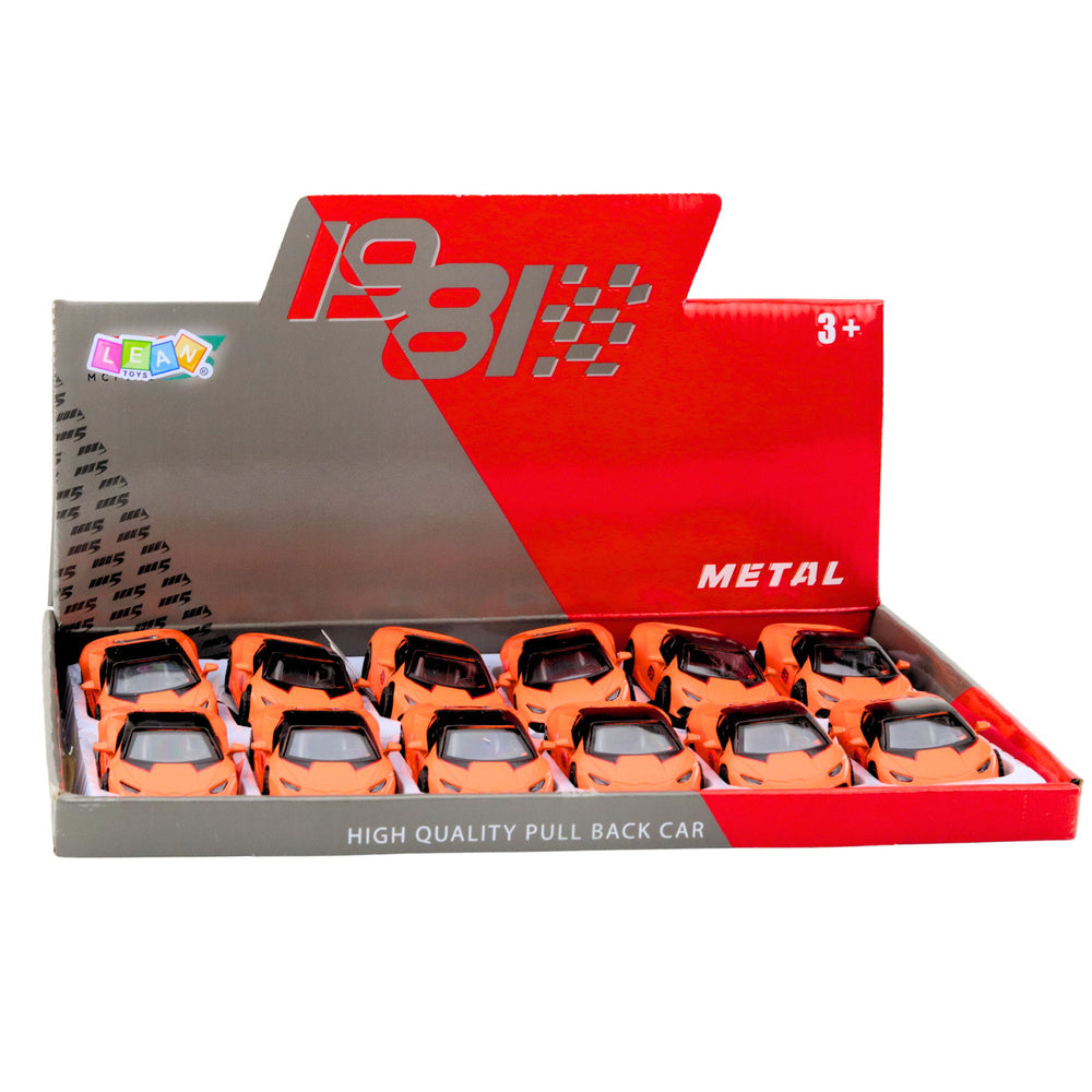 Sportovní auto s natahováním oranžové 1:43 – kovový model