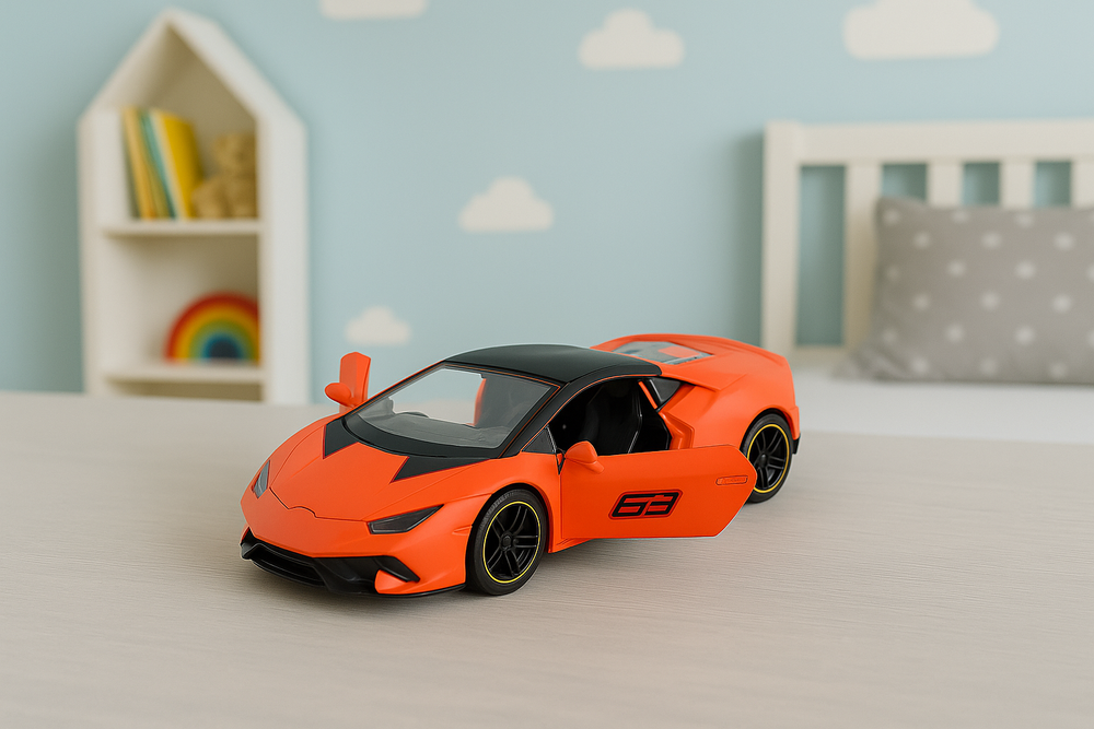Sportovní auto s natahováním oranžové 1:43 – kovový model