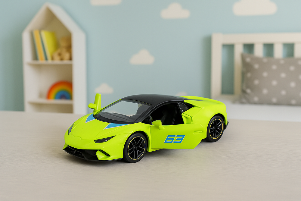 Sportovní auto s pull-back mechanismem 1:43 – neonově zelené