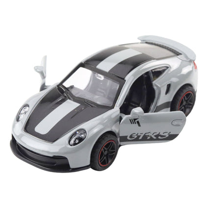 Kovové závodní auto GTRS s otevíracími dveřmi – šedé 1:43