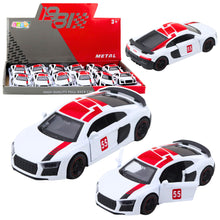 Sportovní auto s pull-back motorem a zvuky 1:43 – bílé