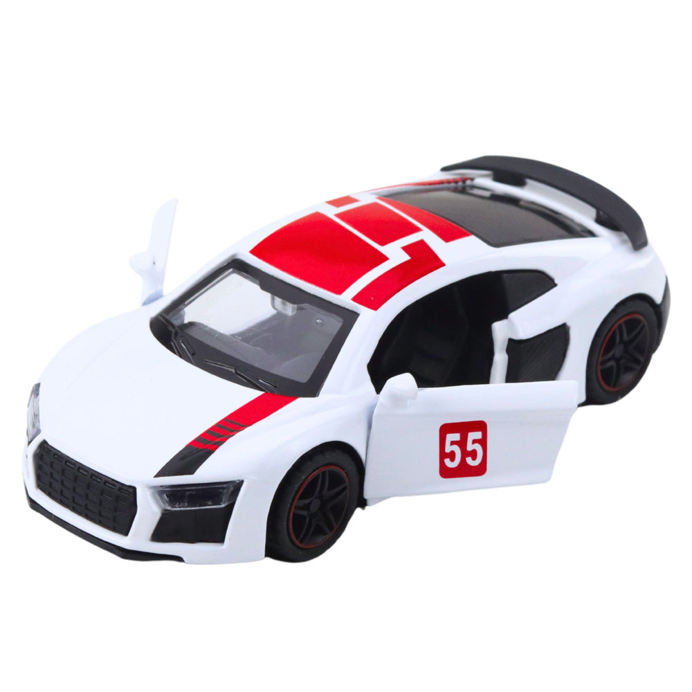 Sportovní auto s pull-back motorem a zvuky 1:43 – bílé