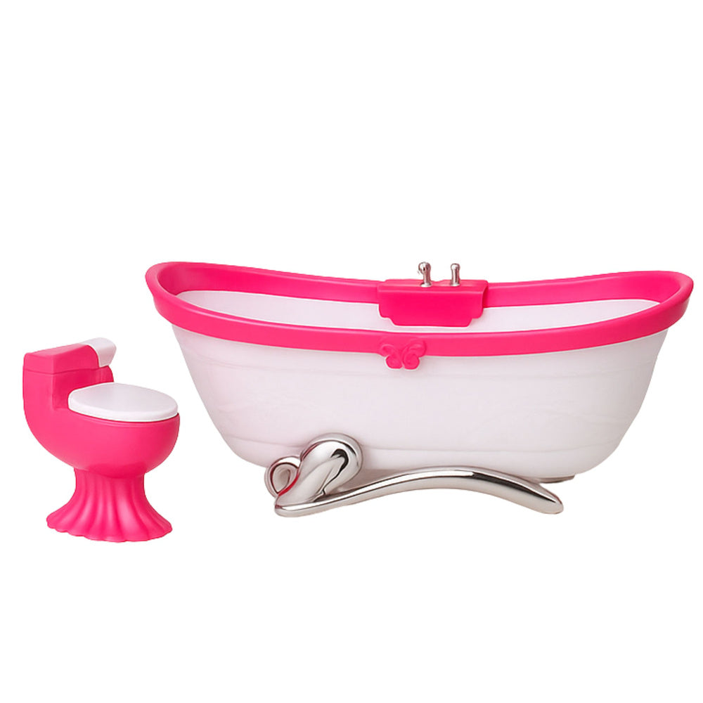 Koupelnový set pro panenky – vana, záchod, umyvadlo se zrcadlem