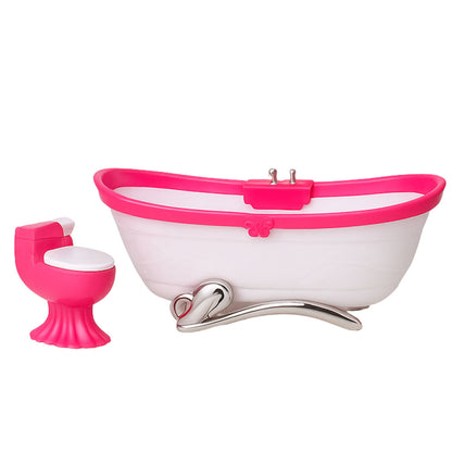 Koupelnový set pro panenky – vana, záchod, umyvadlo se zrcadlem