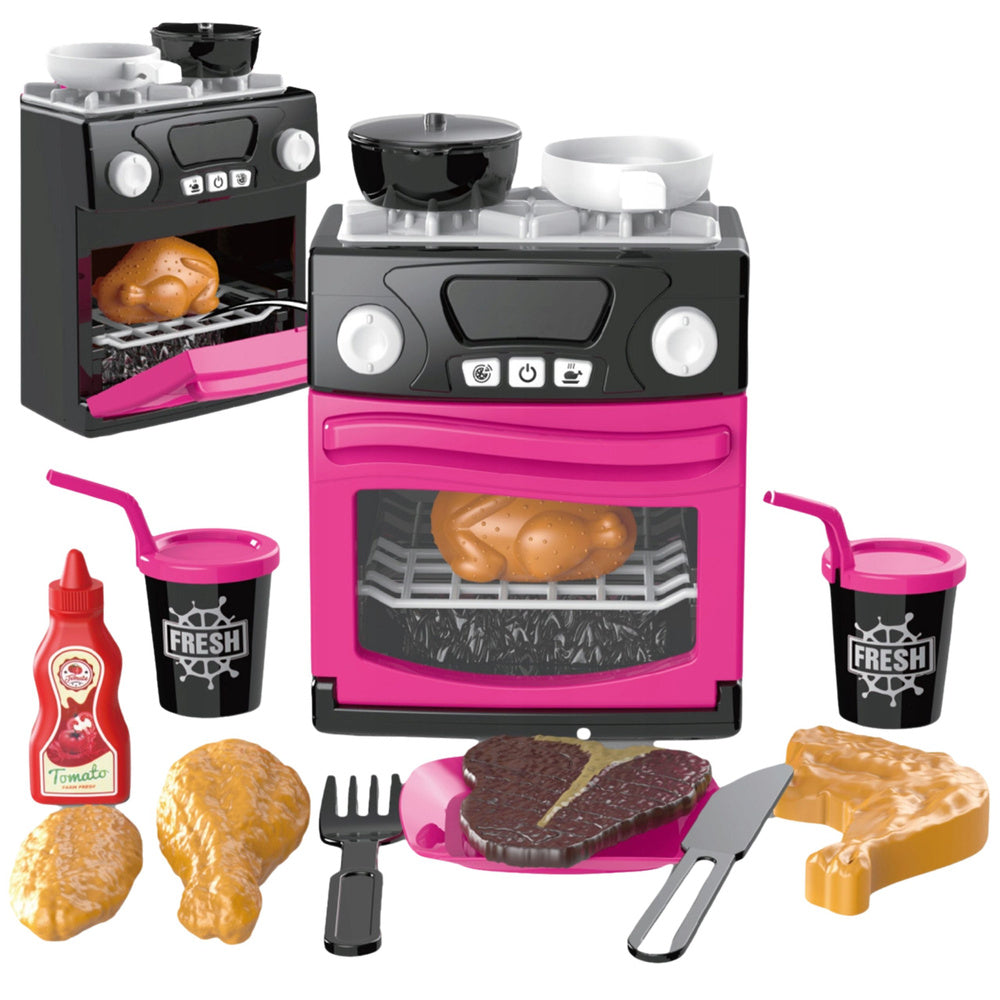 Dětská kuchyňka s troubou, světly a zvuky – růžová
