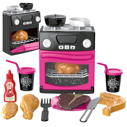 Dětská kuchyňka s troubou, světly a zvuky – růžová