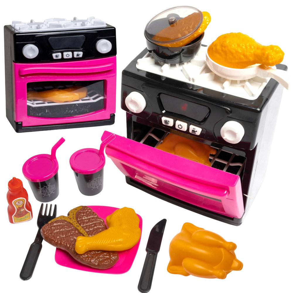 Dětská kuchyňka s troubou, světly a zvuky – růžová
