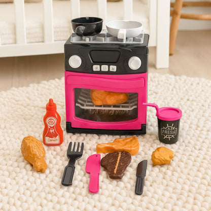 Dětská kuchyňka s troubou, světly a zvuky – růžová