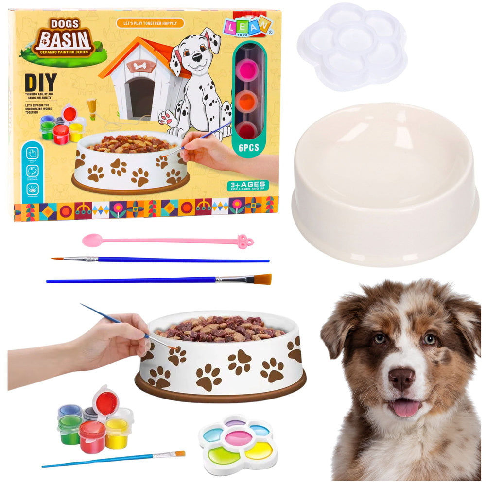 Kreativní set na malování misky pro psa – 6 dílů