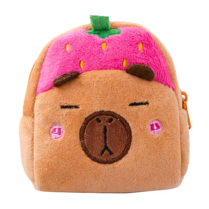 Plyšová peněženka s přívěskem Kapybara Jahoda – růžová