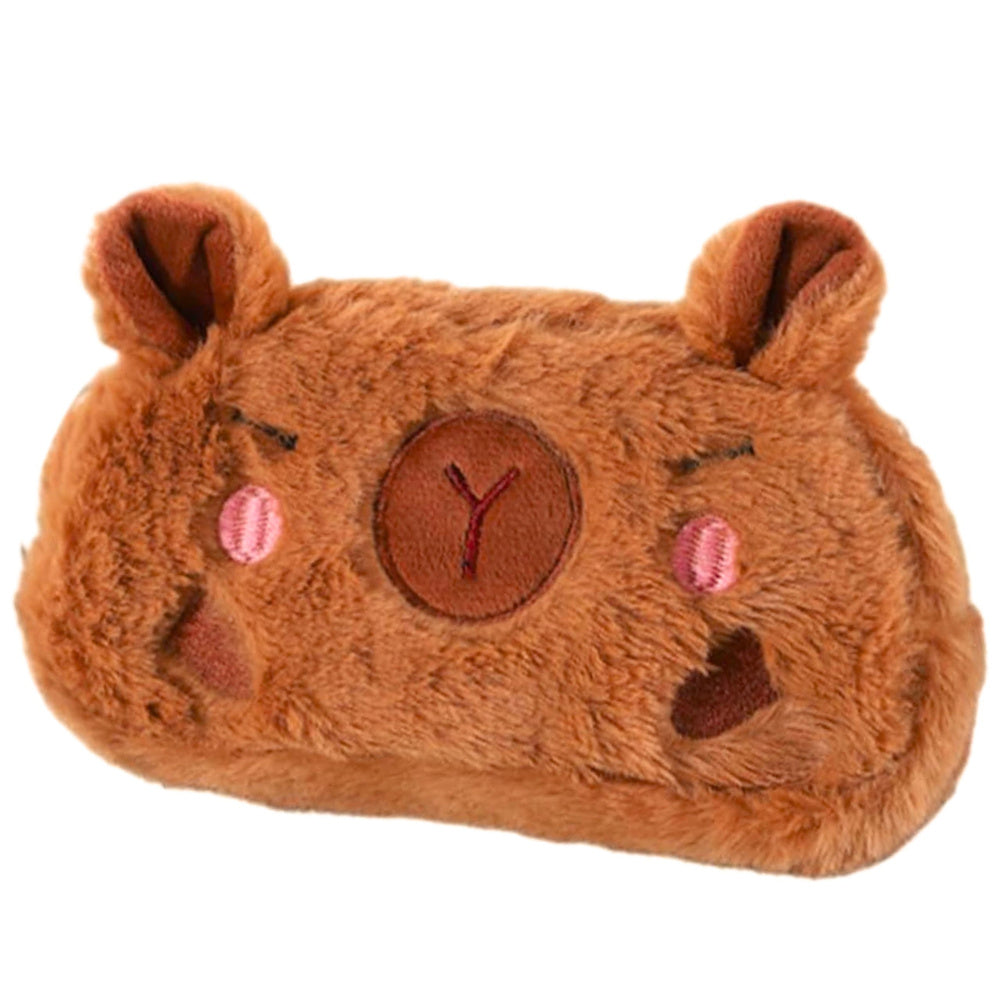 Plyšový penál Kapybara – hnědý, 19 × 10 cm