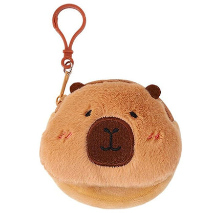 Plyšová peněženka Kapybara s karabinou – hnědá