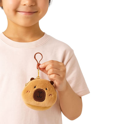 Plyšová peněženka Kapybara s karabinou – hnědá