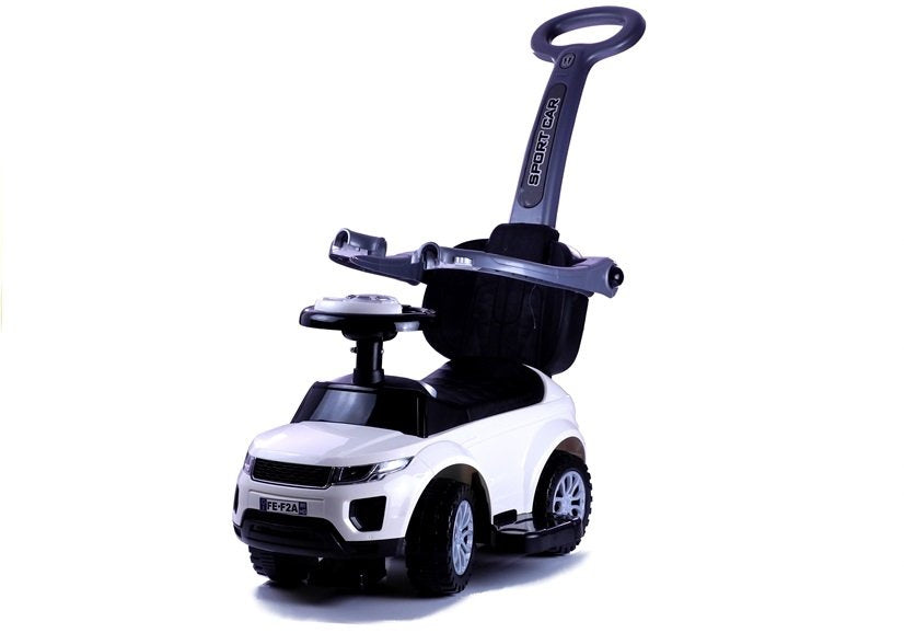 614W Toddlers Ride On Push Along with Parent Handle - White