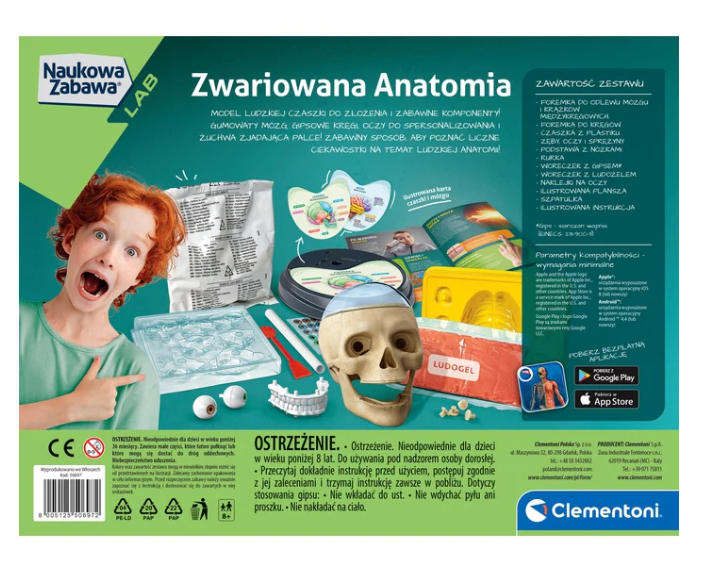 Vědecká sada Šílená anatomie s lebkou a mozkem – Clementoni