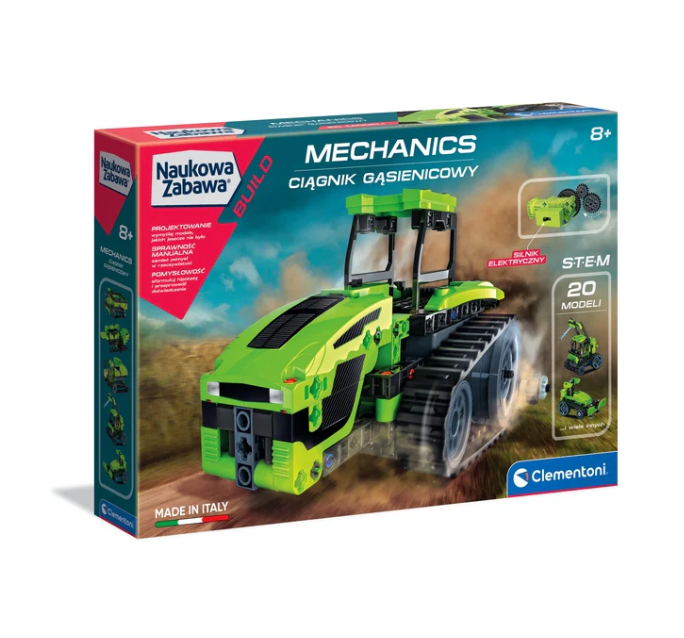 Science & Play Construction Laboratory Mechanics Crawler Tractor Electric Motor Polish Language Clementoni 50689