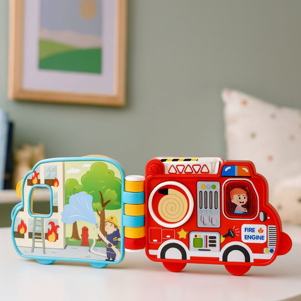 Interaktivní vzdělávací kniha Vozidla se zvuky a pohyblivými prvky