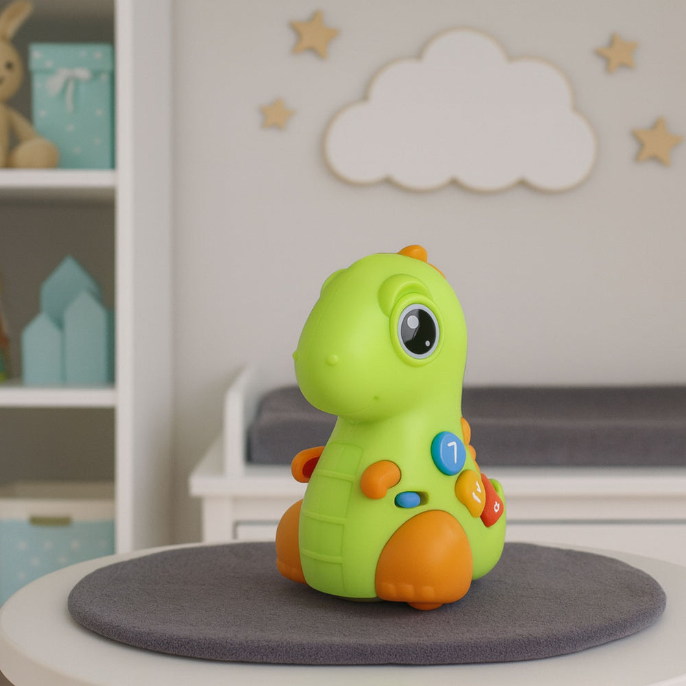 Interaktivní dinosaurus na kolečkách se světly a zvuky – od 6 měsíců