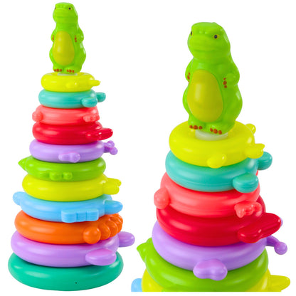 Vzdělávací pyramida s dinosaurem a samolepkami – 12 dílů