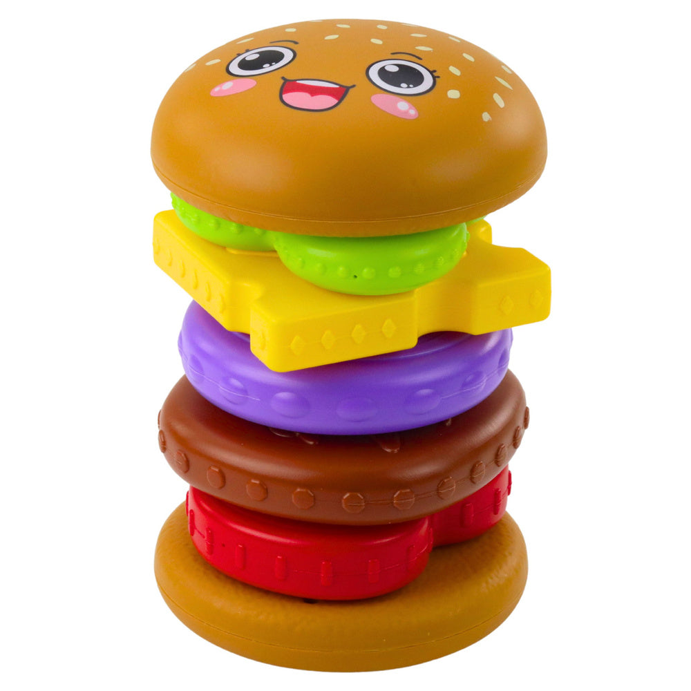 Skládací puzzle hamburger pro děti – barevná stavebnice 7 dílů