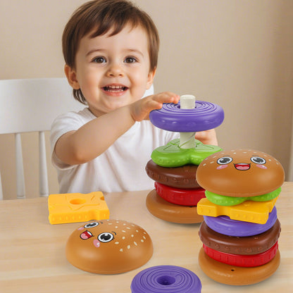 Skládací puzzle hamburger pro děti – barevná stavebnice 7 dílů