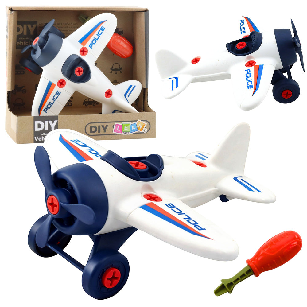 Policejní letadlo se šroubovákem – stavebnice DIY pro děti