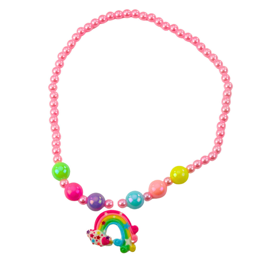 Jednorožcová čelenka s ušima a rohem a náhrdelník – Duhová