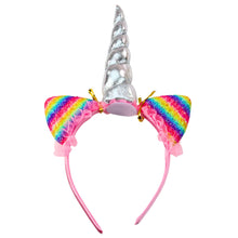 Jednorožcová čelenka s ušima a rohem a náhrdelník – Duhová