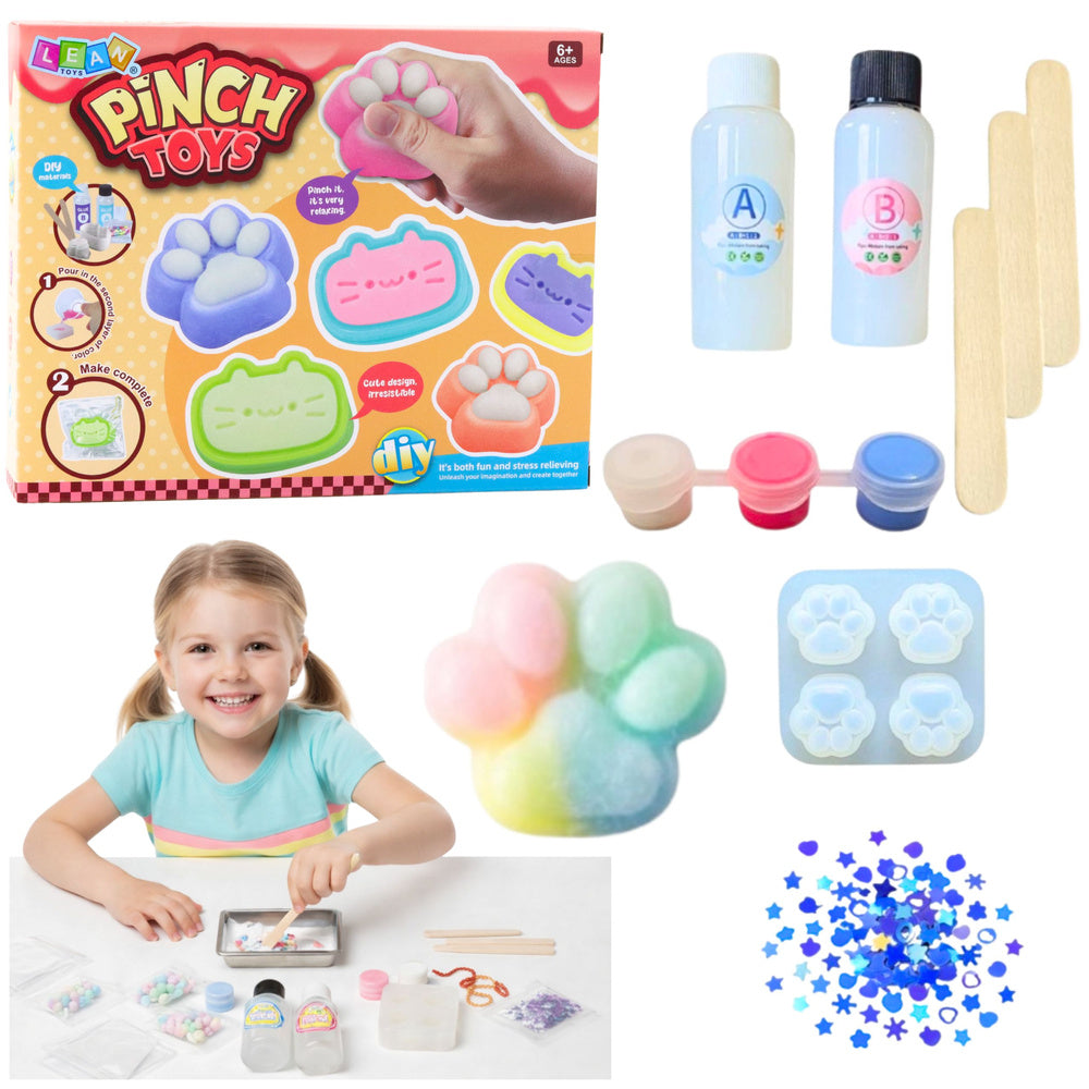 Kreativní sada na výrobu antistresových squishies – kočičí tlapka, 44 dílů