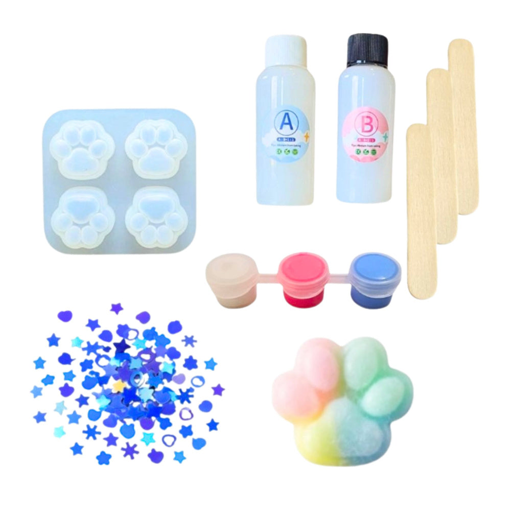 Kreativní sada na výrobu antistresových squishies – kočičí tlapka, 44 dílů