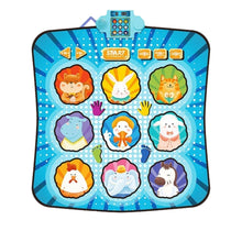 Interaktivní taneční podložka se zvířátky a LED světly – modrá