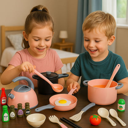 Kuchyňský set s hrnci a příslušenstvím, 32 dílů – růžový