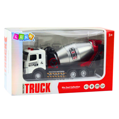 Domíchávač betonu s kovovou kabinou, světly a zvuky