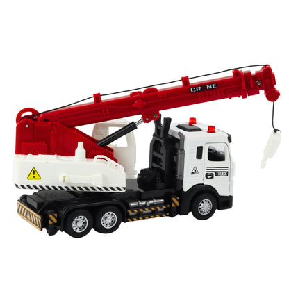 Nákladní auto s jeřábem – kovová kabina, světla a zvuky