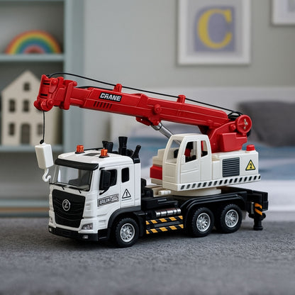 Nákladní auto s jeřábem – kovová kabina, světla a zvuky