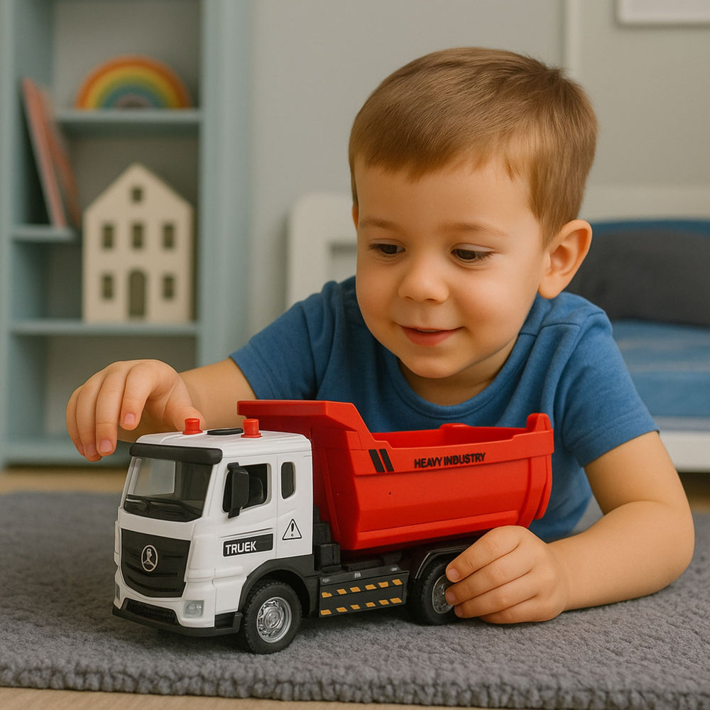 Sklápěcí nákladní auto s kovovým kabinou, světly a zvuky