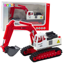 Pásový bagr s kovovou lžící, otočnou kabinou a efekty