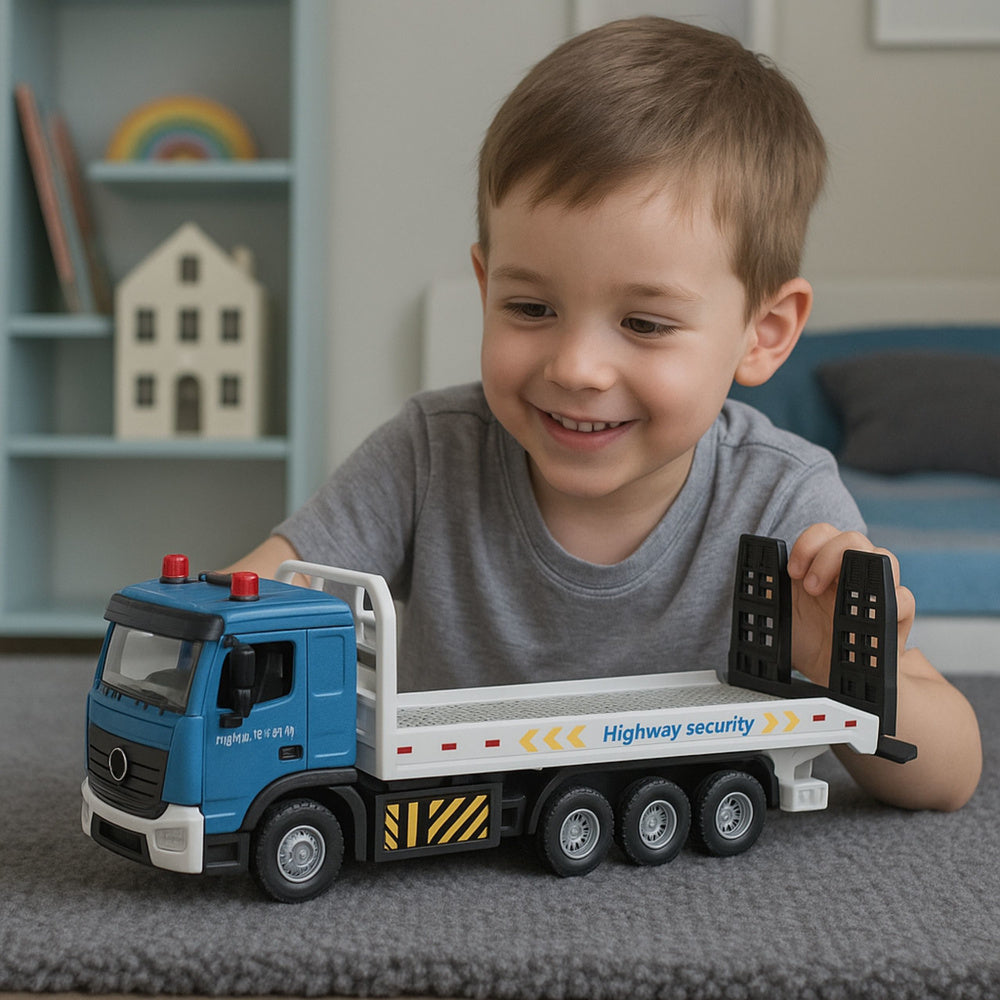 Odtahové auto s pohyblivou plošinou a světly – Transport Truck