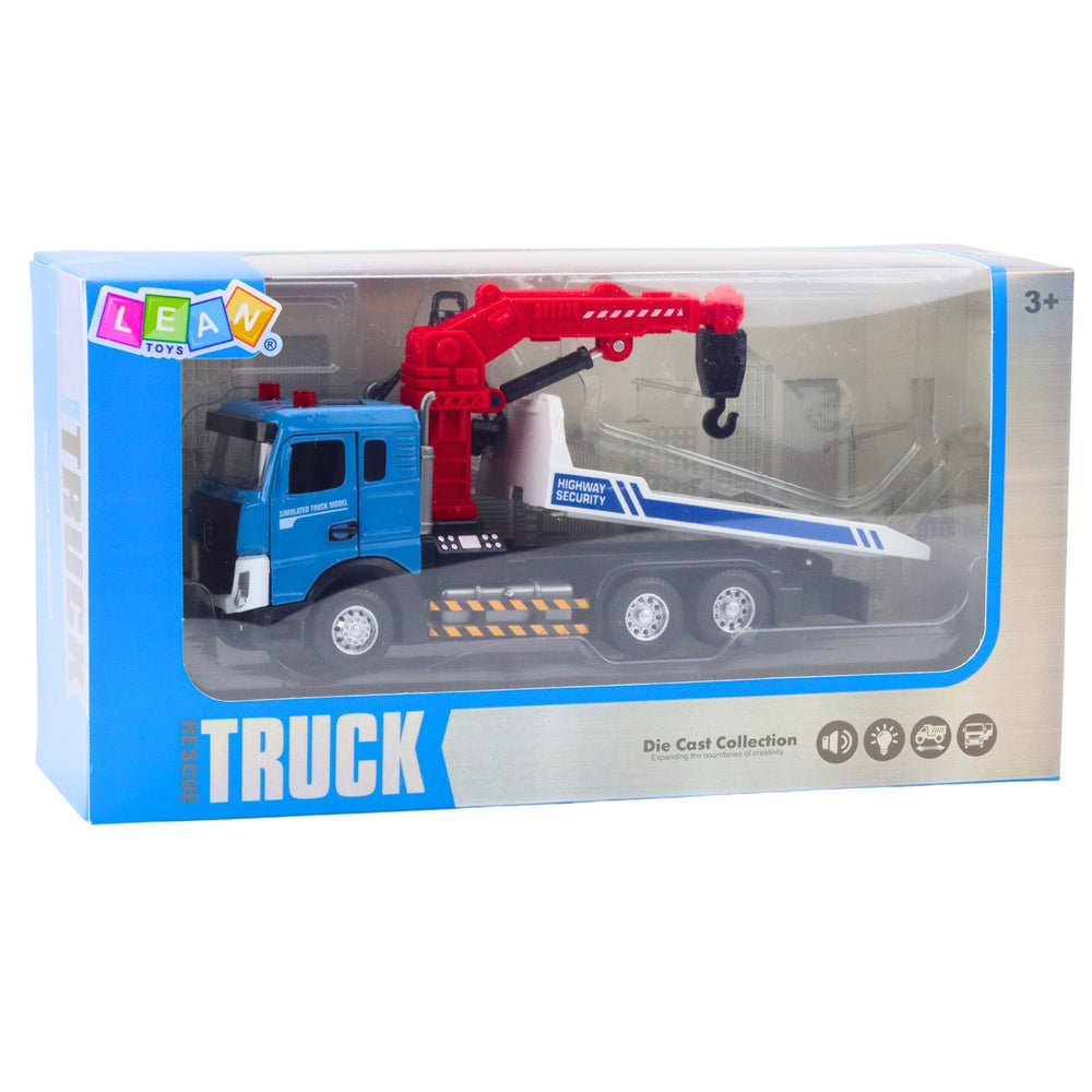 Odtahové auto s pohyblivým jeřábem, světly a zvuky – kovová kabina