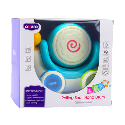 Interaktivní hračka šnek s bubnem a světly pro děti – modrá