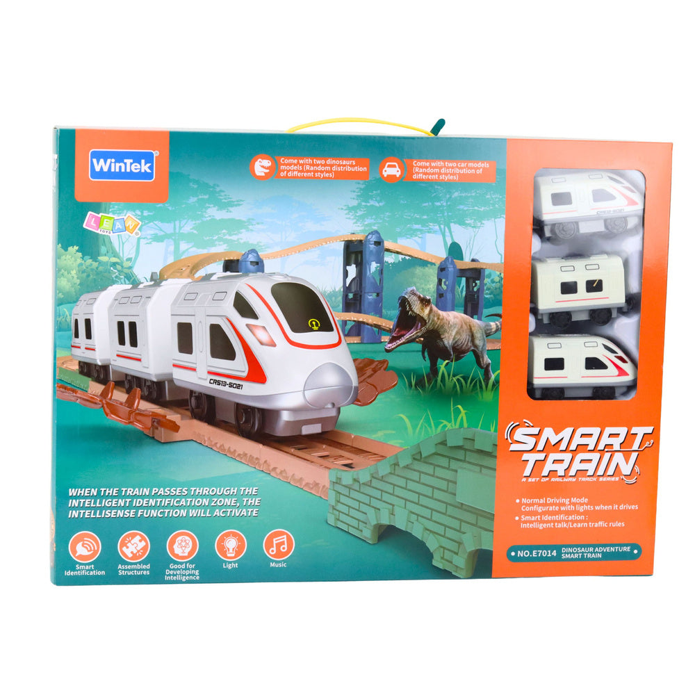 Elektrická vláčkodráha s tunelem, vulkánem a dinosaury – 95 cm