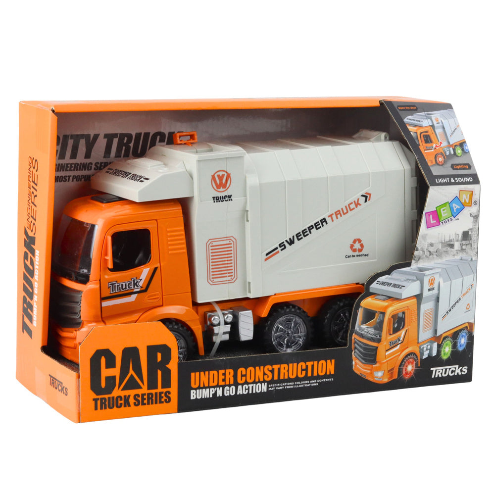 Popelářské auto se světly a zvuky – oranžové